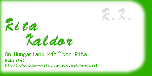 rita kaldor business card